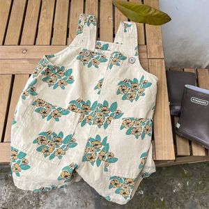 Overaller Rompers Deer Jonmi 2022 Summer Uni Lace Printed Pendant Pants Korean Preschool Cotton Casual Coat WX5.26