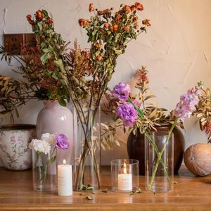 12pcs Glaszylinder Vasen für Mittelstücke 6 Zoll hohe Blumenvasen Hochzeit Dekorationen