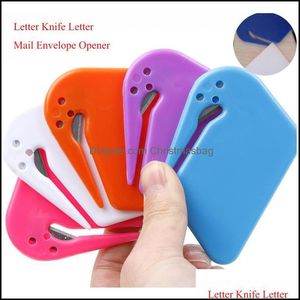 Letter Opener Plastic Mini Knife Mail Envelope Safety Paper Guarded Cutter Blade Office Equipment Random Color 6Agcx Drop Delivery S Dhrvy