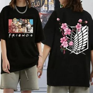 رجال tshirt هجوم أنيمي ياباني على تيتان المطبوعة tshirts امرأة الصيف فضفاضة الشارع غير الرسمي ارتداء قميص tee tee chirt 240527