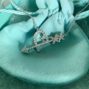 Die sterling -Diamanten der Familie der Familie mit einem Pfeil Herz piercing Love Halskette vielseitige Lichtanhänger, kleine und elegante Schlüsselbeinkette