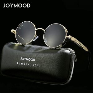 Joymood steampunk redondo óculos de sol homens designer de marca clássica Vintage Sun Glasses for Men Metal Frame Fashion Eyewear UV400 336N