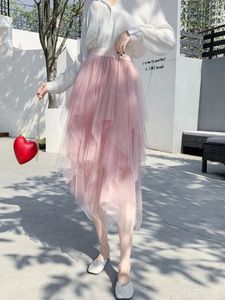 Женская юбка для таулеток элегантная сетчатая сетчатая сетчатая сетчатая сетчатая вечеринка на полум -выпускной вечеринке Midi для летней Fairycore Y2K 240513