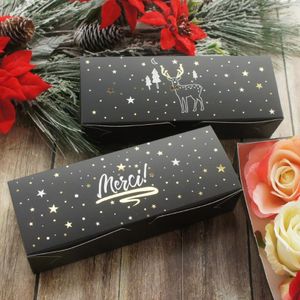 Gift Wrap 24 9 5cm 10pcs Black Gold Elk Merci Design Paper Box Cookie Chocolate Soap Candle Christmas Party DIY Gifts Packing 212b