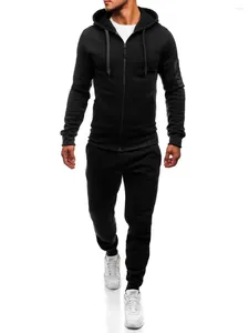 Herrspårar män sport muskel set zip hoodie tröjor spårdräkt atletisk casual kläder lång ärm solid kostym uppsättningar kostym