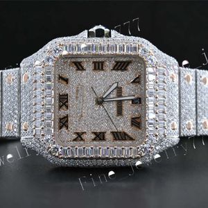 VVS di alta qualità chiarezza moissanite diamante ghiacciata orologio impermeabile con diamante completamente automatico Movimento hip hop orologio da uomo