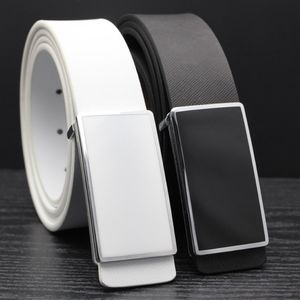 Stylish White and Black Leather Strap Man Korean Edition Trendy Youth Simple and Smooth Casual Belt Man Free Frakt 260x