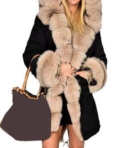 Women039S Luxury Fur Collar Winter Parkas Thick Warm Long Coat Hooded Faux Fur Camouflage Jacket Overcoat Outwear女性5xl M05587188