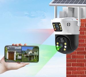 Güneş Duvar Işıkları Panel Wifi ile Güneş İki Ekran WiFi Açık su geçirmez kamera şarj edilebilir güç 1080p gece görüşü pir bulut güvenlik kamerası