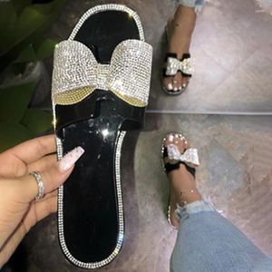 Slippers Women Crystal Jelly Shoes Female INS Ladies Bling Flats Woman Beach Women's Transparent Slides Plus Size 41