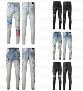 Męskie projektant dżinsów podarte dżinsowe spodnie dżinsowe Man Slim Dżinsy Casual Hip Hop Muper Moders for Male Stretch Spoder6734819