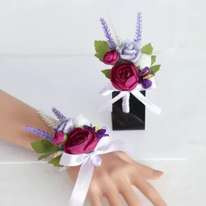 Dekorativa blommor bröllop boutonniere realistiska ser livliga färg icke-varken tjocka kronblad rosblommor handleden corsage party leveranser