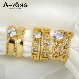 Ringas de banda Luxury Dubai Casal Ring 18K Copper Fashion Fashion Fashion Gold Birthday Party Jewelry Ring J240527