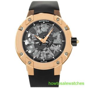 RM Business Wrist Watch RM033 Automatic 45MM Gold Pink Men's Watch Band Automatic Mechanical Tourbillon Movement Chronograph Timepiece