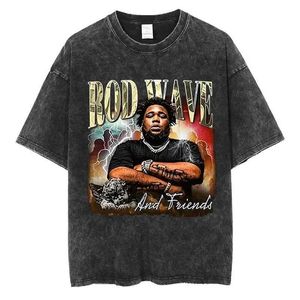 Polos Hom Rod Camiseta gráfica Rapper Hip-Hop Poster impresso de algodão retro de mangas curtas de camiseta masculina roupas de rua de grande porte Top S52701