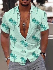 Men's Polos Coconut Tree Summer Hawaiian Shirt Unisex Palm Lawn Street Outdoor Harajuku Short Sleeve Button Mens Wear S52701