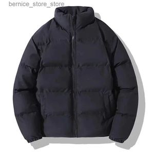 Men's Down Parkas Mens Parkas Jackets Thick 2023 Winter Fashion Casual Loose Oversized Warm Coats Stand Collar Solid Color Parka Streetwear 5XL Q240527