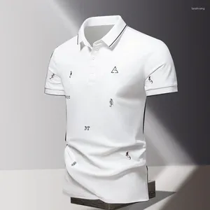 Men's Polos Summer Stylish Embroidery T-shirts Business Casual Polo-Neck Button Clothing Breathable Short Sleeve Basic Polo Shirts