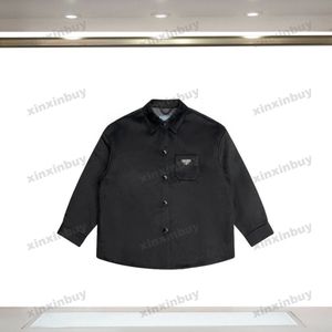 xinxinbuy Men designer Coat Jacket Metal Triangle Label letter Woolen fabric paris long sleeve women black khaki Grey M-2XL 287M