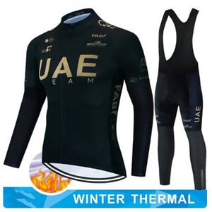 Förenade Arabemiraten Cycling Jersey Set Winter Thermal Fleece Clothing Long Sleeve Men Road Bike Suit Mtb Maillot Culotte 240522