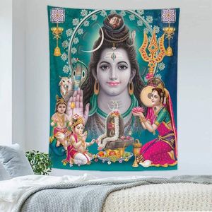 Tapestries 2024 God Thailand Religion Shiva Ganesha Parvati Buddhism Meditation Mats Carpet Mandala Hippe Tapestry Wall Hanging