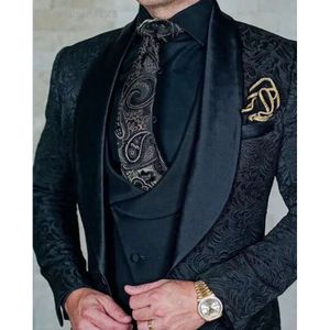 Mäns kostymer blazrar Mens bröllop italiensk design skräddarsydd svart rökning smoking jacka 3 bit brudgum Terno för män 230130 2161