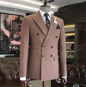Мужские костюмы светло -коричневые мужчины Blazer Business Formal Office Coat Casual Work Prom Prom Syster Jacket Свадебная вечеринка мода мужской костюм B08