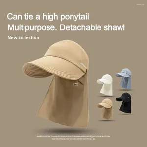 Ball Caps Sun Protection Baseball Cap Semi-hollow Foldable Wide Brim Quick-dry Visors Hat Neck Detachable Shawl Beach