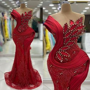 2024 Plus Size Prom Dresses for Black Women Evening Dresses Illusion Mermaid Promdress Beaded Lace Hand Made Flowers Birthday Dress Second Reception Gowns AM1007