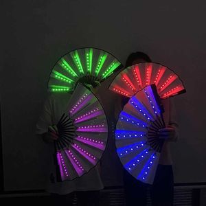 Led Rave Toy Luminous Folding LED Fan Dance Light Fan Night Show Halloween Christmas Carnival Accessories Night Light Party Supplies d240527