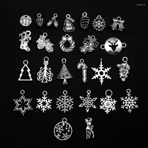 Charms 30st/Lot Christmas Snowflake Tree Hat Candy Cane Pine Cone Pendant For DIY Jewelry Making Supplies Bulk Party grossist