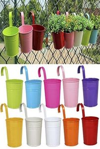 10 X Garden Metal Flower Pots Wall Hanging Bucket Herb Planter For Balcony Plants Pots Hanging Iron Flower Containers Y2007097350641