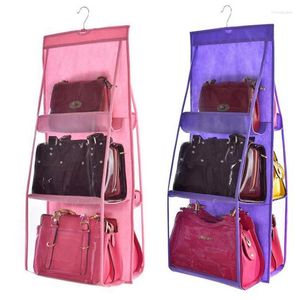 Aufbewahrungstaschen 6 Taschenhänge Handtasche Organizer für Kleiderschrankschrank transparenter Bagtür Wand klarer Sonnenschuh mit Kleiderblockentasche