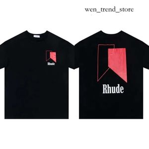 Rhude Shirts 브랜드 인쇄 T 셔츠 남성 여성 라운드 목 T 셔츠 봄 여름 하이 스트리트 스타일 품질 탑 티 아시아 크기 S XL CAMISETA 저렴한 RHUDE TSHIRT 227