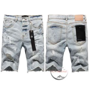 Lila Shorts Jeans Luxus Y2K Herren Designer Kurzes Jeans Regenbogenloch Hip Hop Casual Short Knie Lenght Jean Kleidung S-4xl Größe hochwertige Shorts Denim Jeans 4ce