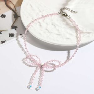 selling for Hot women s spring crystal beads pearl tassels bow necklaces small and fresh necklaces pring crytal bead tael necklace mall freh necklace