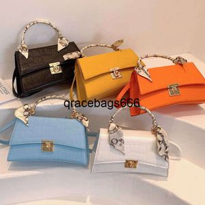 Hourglass Bags With Short Handles WomenS Small Square Orange Handbag 2024 Trend Blue Crocodile Pattern Leather Shoulder Bag