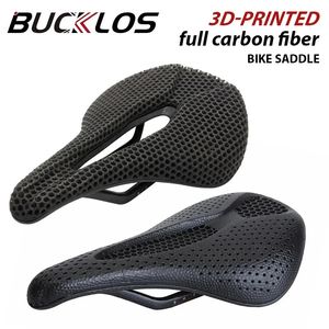 Bucklos Ultralight 3Dプリント自転車サドルカーボンファイバーホローMTBロードマウンテンバイクシートクッション快適な3D印刷240523