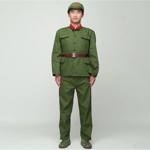 北朝鮮兵士の制服赤いガードグリーンQerformanceコスチュームステージフィルムテレビ8ルートアーミー衣装ベトナム軍事2968