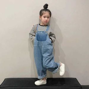 Overalls Rompers New Springs Overall Washed Rens Cut Loose Denim Suspenders Trousers Girls Boys Casual Pants WX5.26