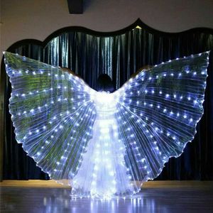 LEDレイブトイLEDフェアリーウィングドマントアダルトアンドチルドレンダンサーカラフルな輝く蝶の翼腹部ダンスパフォーマンスステージパーティー写真小道