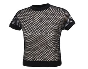 Whole sNew Fashion Sexy Men039s Black Fishnet TopsTransparent Mens Tshirts Net Mesh Gay SeeThru Funny Shirt Undersh8184686
