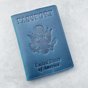 100% echte Lederpass -Deckung USA Reisen Männer Echtes Lederabdeckung Der Pass America Passport Bud 240523