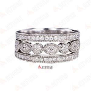 Moda 3 fotos em 1 anéis de casamento de diamante 14k White Gold Plating Conjunto de casal de moissanite anel de moissanite