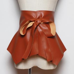 Belts Fashion Pu Leather Women Peplum Skirt Belt Waist Female Bow Waistband Accessories Tide All-Match Wide 261L
