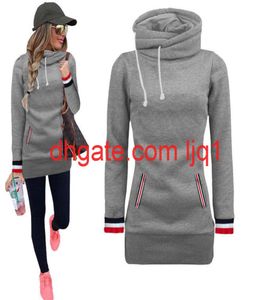 Kış Sıcak Buzlu Yurböceği Yakası Harajuku Hoodies Kadın Uzun Kollu Drawstring Sweatshirt Cepler Moleton Feminino Inverno RZ5568062