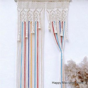 Tapestries Hand-woven Macrame Cotton Door Curtain Tapestry Wall Hanging Art Boho Decoration Bohemia Wedding Backdrop Home Decor