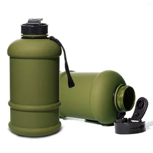 Vattenflaskor 1.3L stor kapacitet utomhus sportkettle militär grön handgrepp bärbar klättring vandring gym dricka kopp flaska