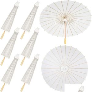 Paraplyer 60 cm parasol kinesiskt japanskt papper paraply vit diy för bröllop brud party p o cosplay prop drop leverans hem trädgård dhkkr