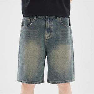 XXXL Streetwear Cargo Shorts for Men Elastic Waist Wide Leg Baggy Jeans Knee Length Pants Loose Overall